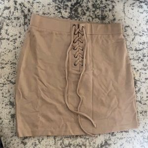 Lace up body con skirt